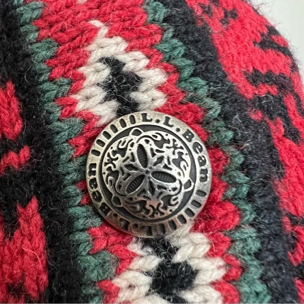 Vintage L.L Bean Wool Icelandic Red Cardigan Sweater Size S